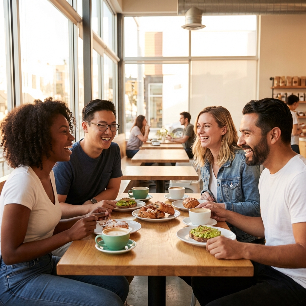 Friends having breakfast